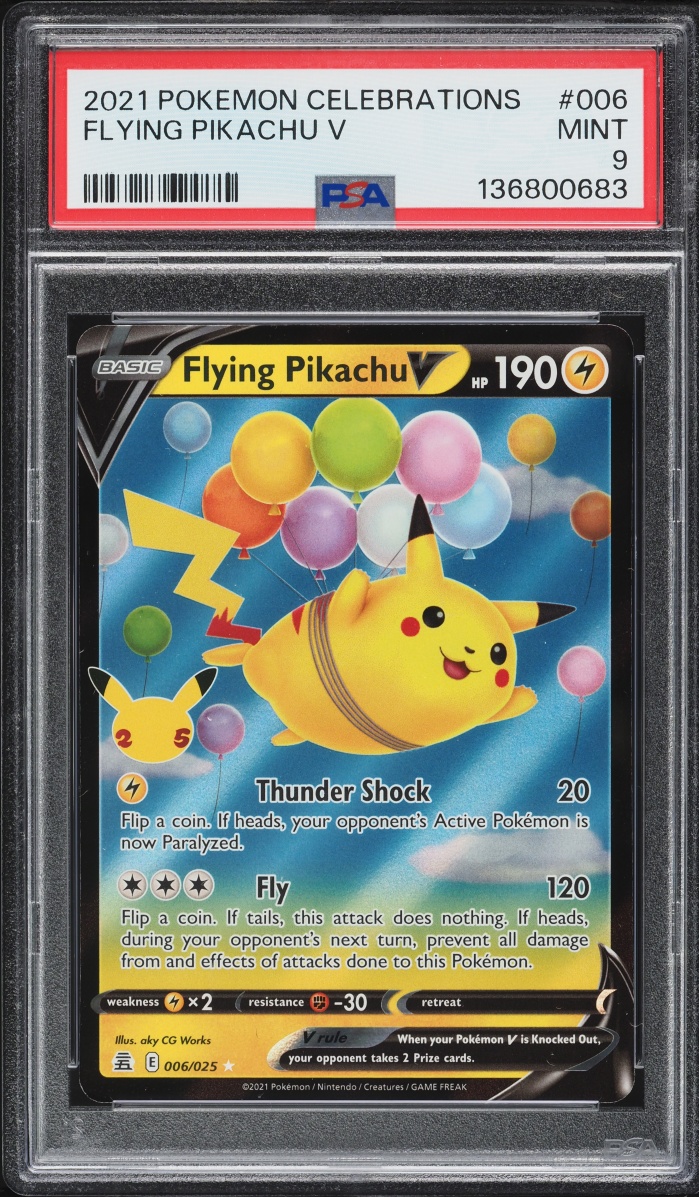 2021 Pokemon Sword & Shield Celebrations Alt Art Flying Pikachu V #6 PSA 9 MINT