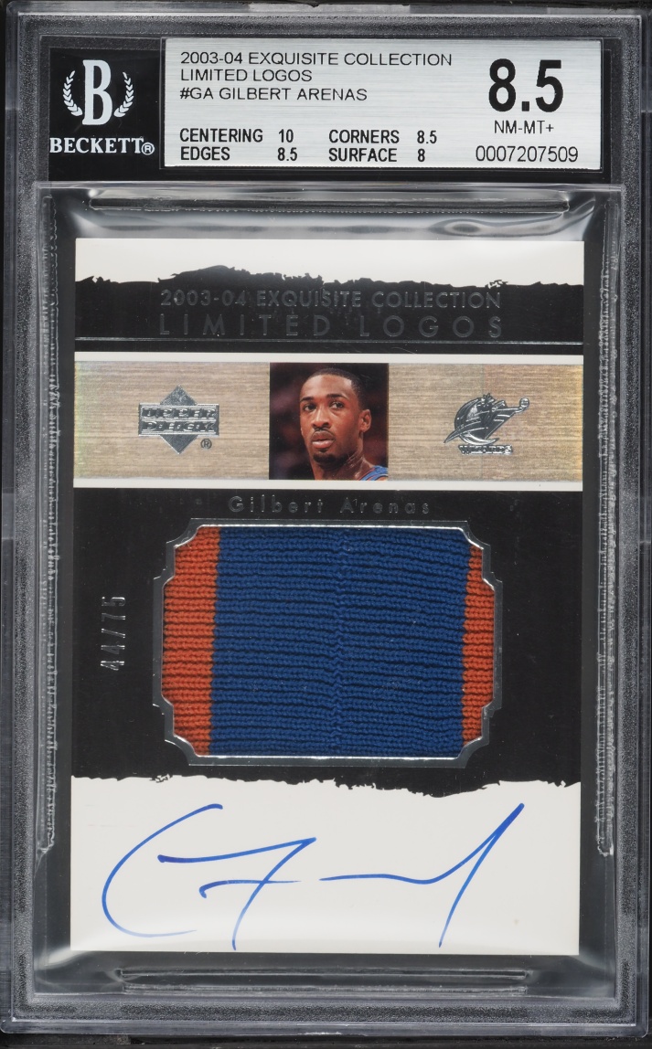 2003 Exquisite Collection Limited Logos Gilbert Arenas PATCH AUTO /75 #LL-GA BGS 8.5 NM-MT+