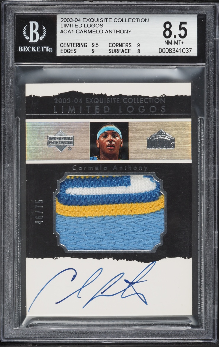 2003 Exquisite Limited Logos Carmelo Anthony ROOKIE PATCH AUTO /75 #LL-CA1 BGS 8.5 NM-MT+