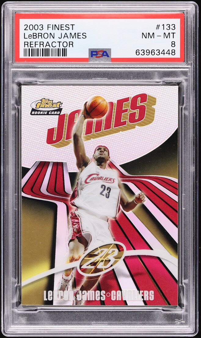 2003 Finest Refractor LeBron James ROOKIE /250 #133 PSA 8 NM-MT - Photo 1