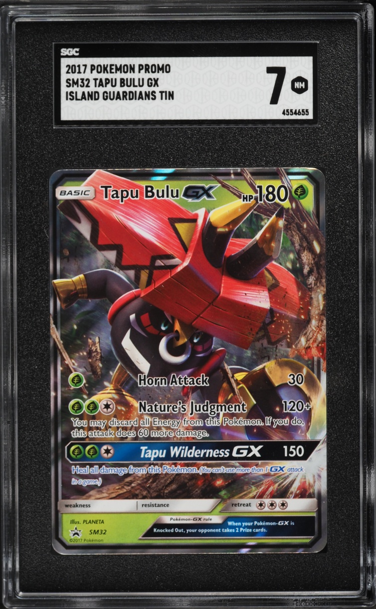 2017 Pokemon Sun & Moon Promo Island Guardians Tin Holo Tapu Bulu GX #SM32 SGC 7 NRMT