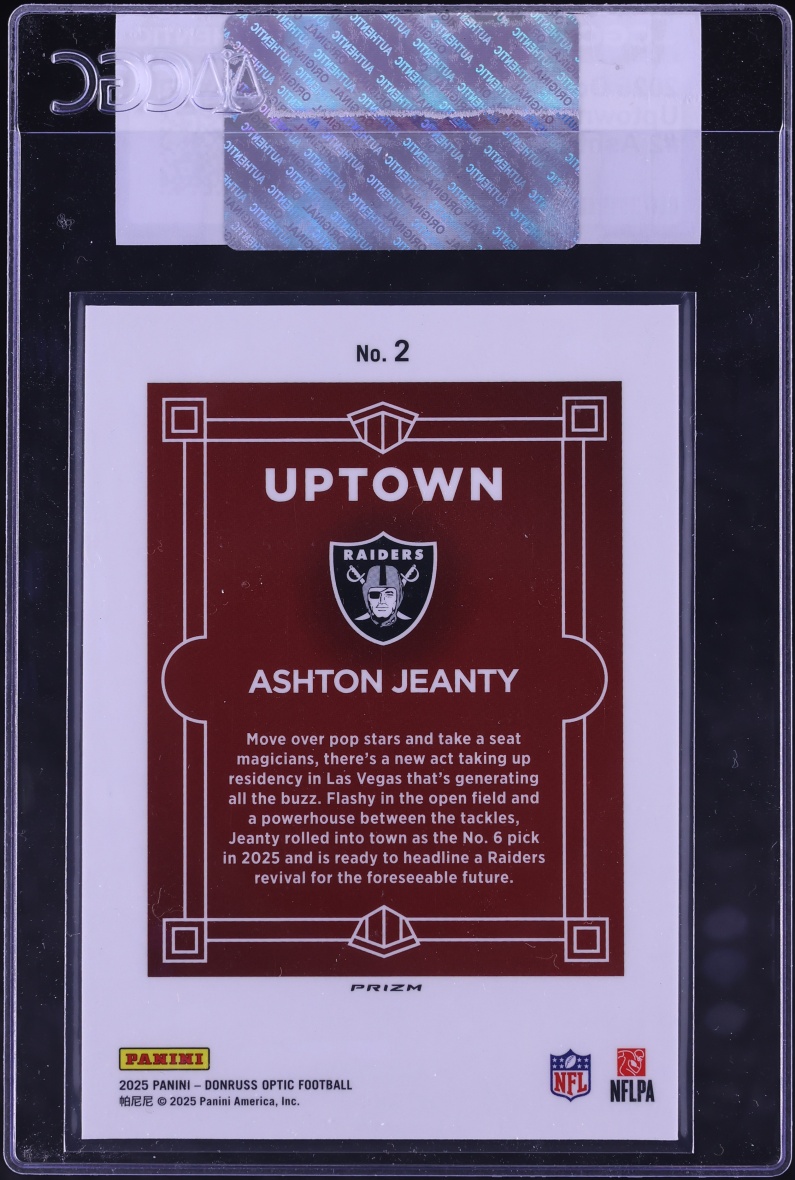 2025 Donruss Optic Uptown Ashton Jeanty ROOKIE #2 CGC AUTH