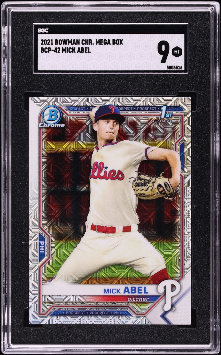 2021 Bowman Chrome Mega Box Mick Abel PROSPECT #BCP-42 SGC 9 MINT
