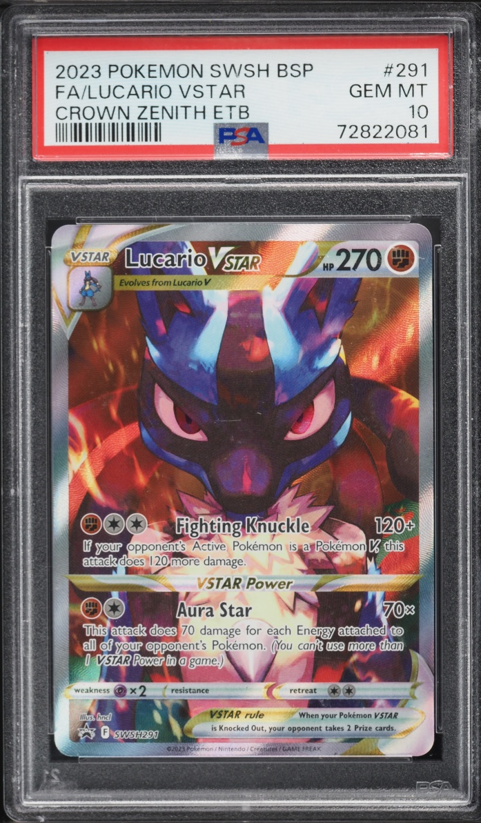 2023 Pokemon SWSH Promo Crown Zenith ETB Full Art Lucario VSTAR #SWSH291 PSA 10 GEM MINT