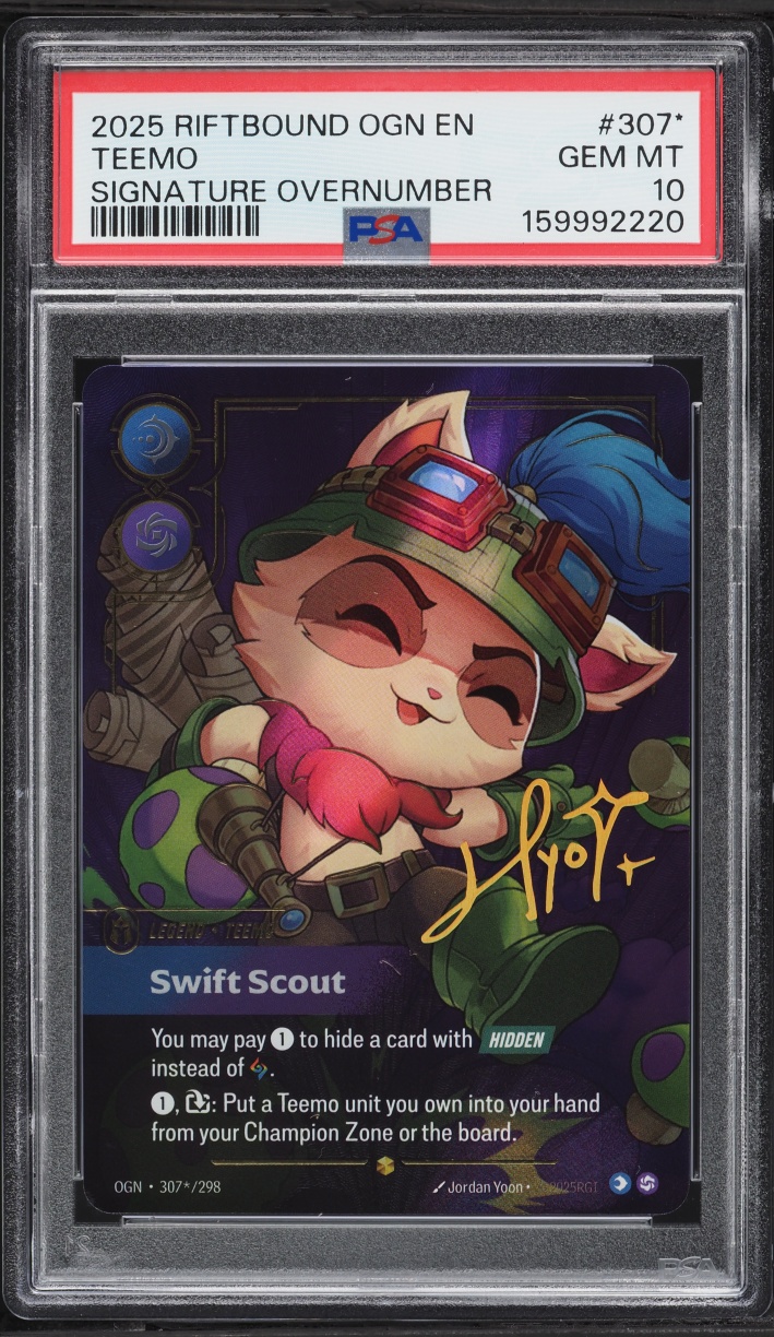 2025 Riftbound League Of Legends LoL Origins Signature Overnumber Teemo #307 PSA 10 GEM MINT