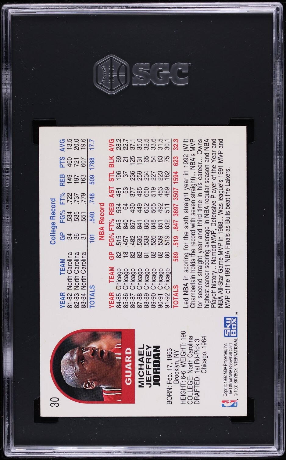 1992 Hoops Michael Jordan #30 SGC 6 EXMT