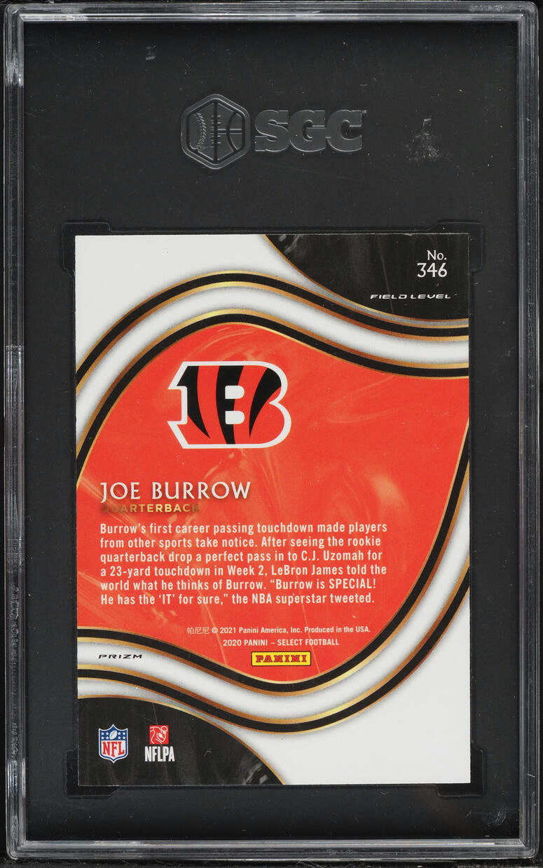 2020 Select Field Level Silver Prizm Joe Burrow ROOKIE #346 SGC 9.5 MINT+