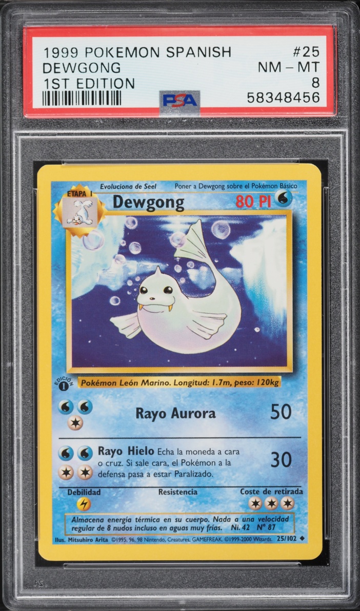 1999 Pokemon Spanish Base Set 1st Edition Dewgong #25 PSA 8 NM-MT