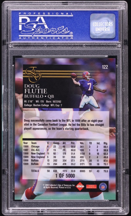 2000 Collector's Edge Graded Uncirculated Doug Flutie /5000 #122 PSA 10 GEM MINT