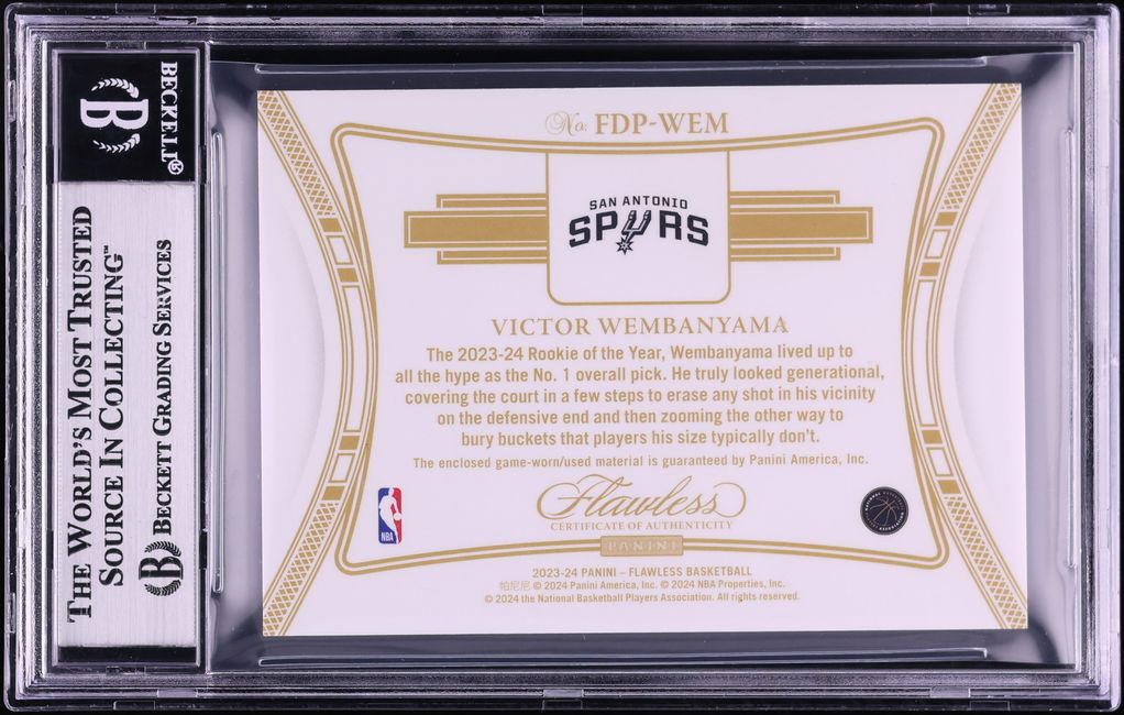 2023 Panini Flawless Dual Victor Wembanyama ROOKIE PATCH /20 #FDP-WEM BGS 9 MINT