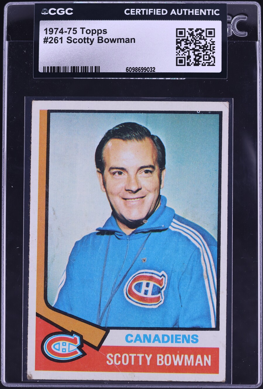 1974 Topps Hockey Scotty Bowman #261 CGC AUTH