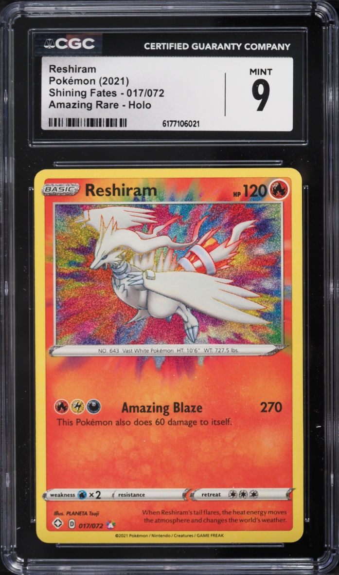2021 Pokemon Sword & Shield Shining Fates Amazing Rare Reshiram #17 CGC 9 MINT