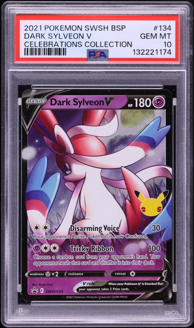 2021 Pokemon Sword & Shield Promo Celebrations Holo Dark Sylveon V #134 PSA 10 GEM MINT