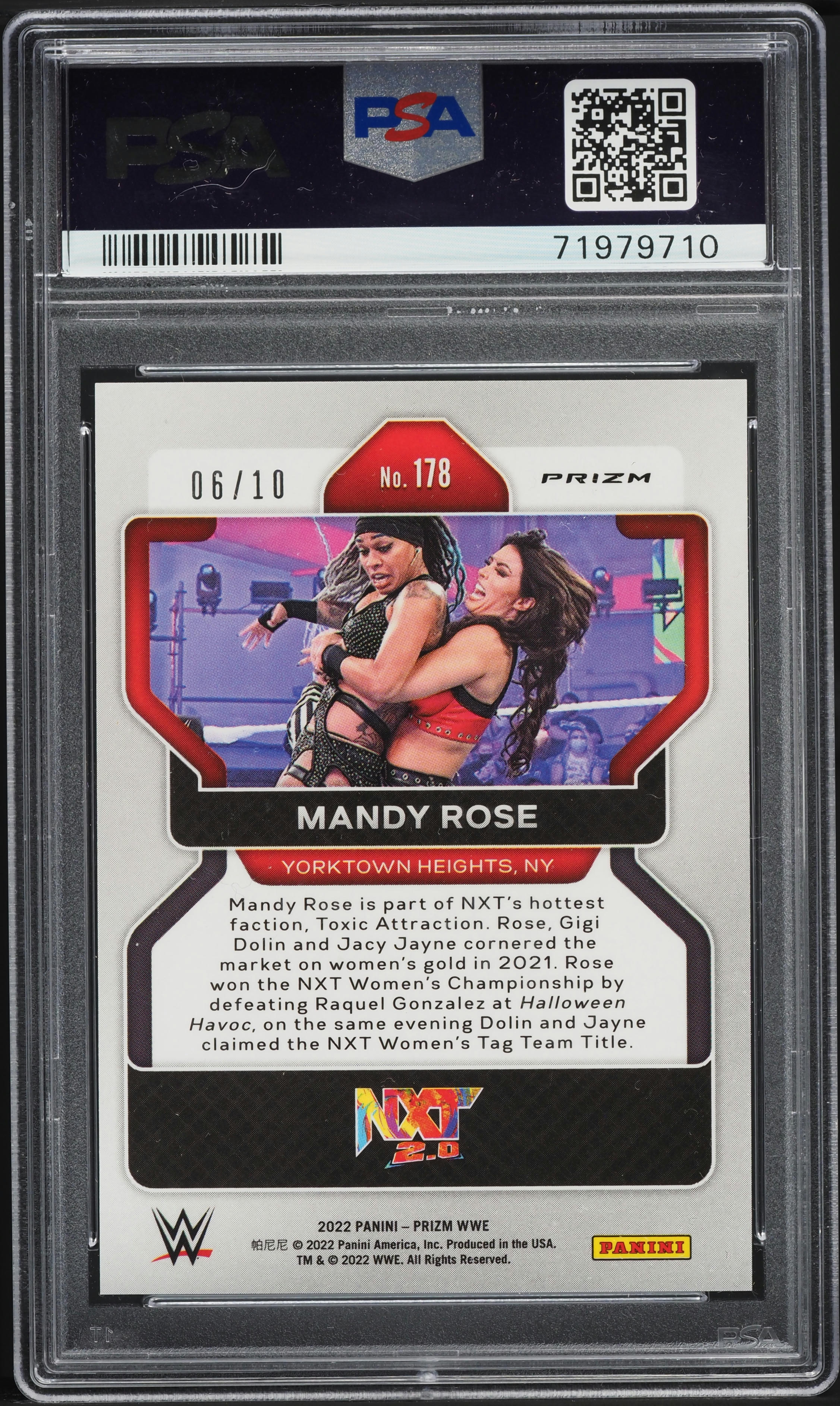 2022 Panini Prizm WWE Gold Mandy Rose /10 #178 PSA 10 GEM MINT