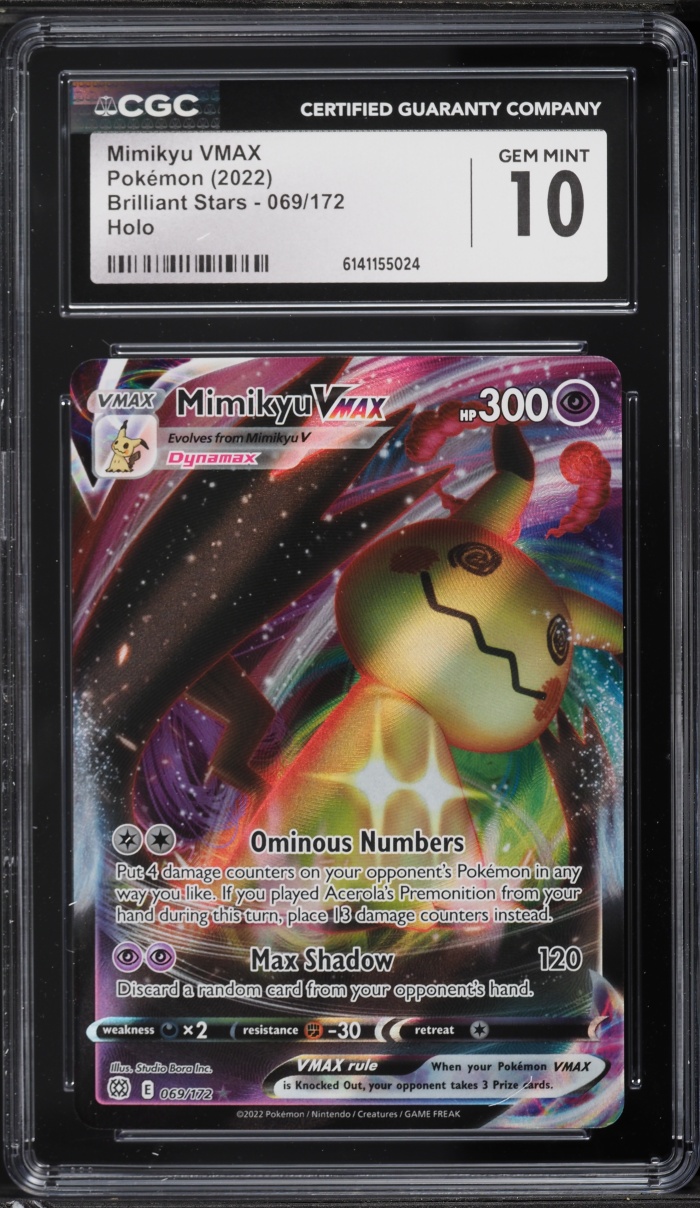 2022 Pokemon Sword & Shield Brilliant Stars Full Art Mimikyu VMAX #69 CGC 10 GEM MINT