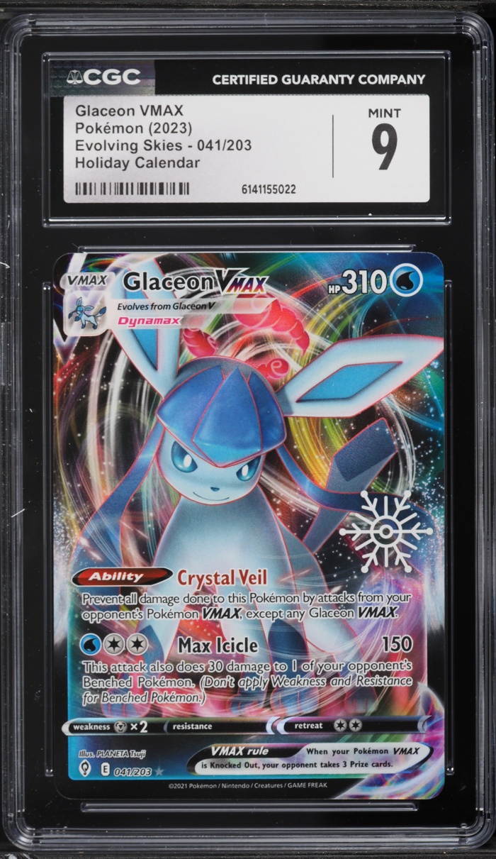 2023 Pokemon SWSH Evolving Skies Holiday Callendar Full Art Glaceon VMAX #41 CGC 9 MINT