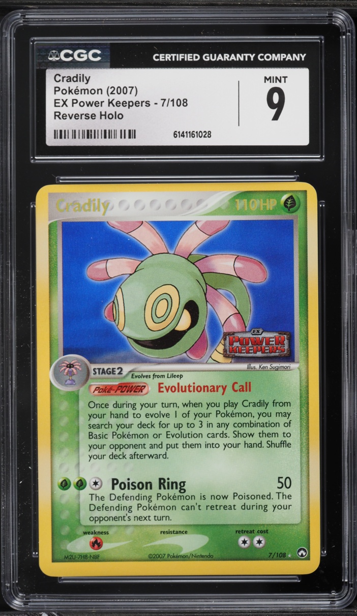 2007 Pokemon EX Power Keepers Reverse Holo Cradily #7 CGC 9 MINT