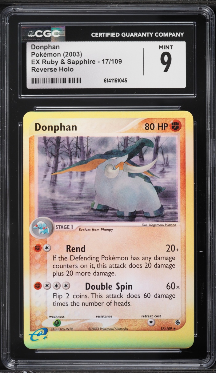 2003 Pokemon EX Ruby & Sapphire Reverse Holo Donphan #17 CGC 9 MINT