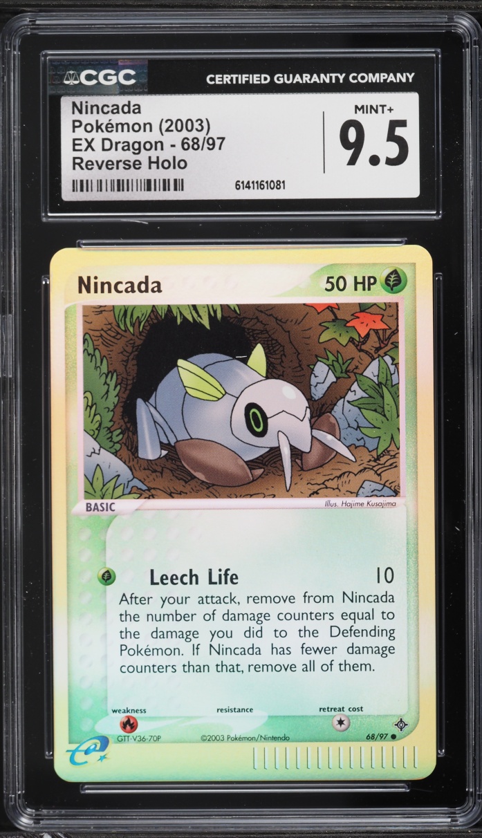 2003 Pokemon EX Dragon Reverse Holo Nincada #68 CGC 9.5 MINT+