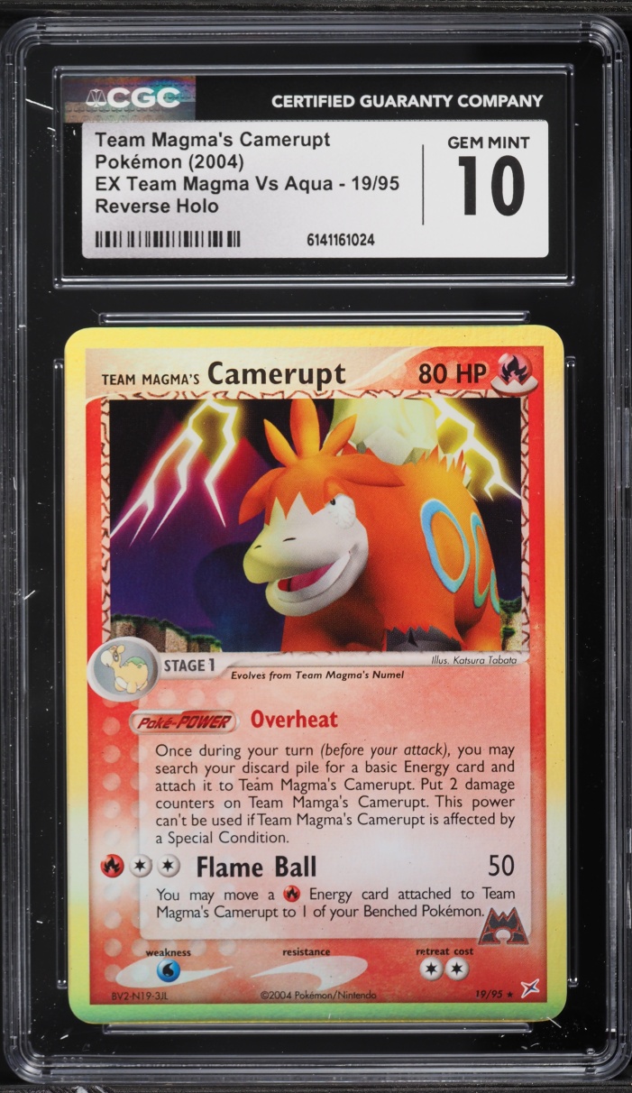 2004 Pokemon EX Team Magma Vs Aqua Reverse Holo Team Magma's Camerupt #19 CGC 10 GEM MINT
