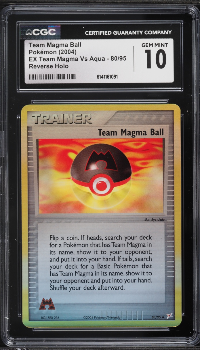 2004 Pokemon EX Team Magma Vs Aqua Reverse Holo Team Magma Ball #80 CGC 10 GEM MINT