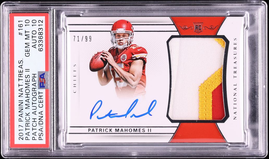 2017 National Treasures Patrick Mahomes ROOKIE PATCH AUTO DNA 10 /99 PSA 10