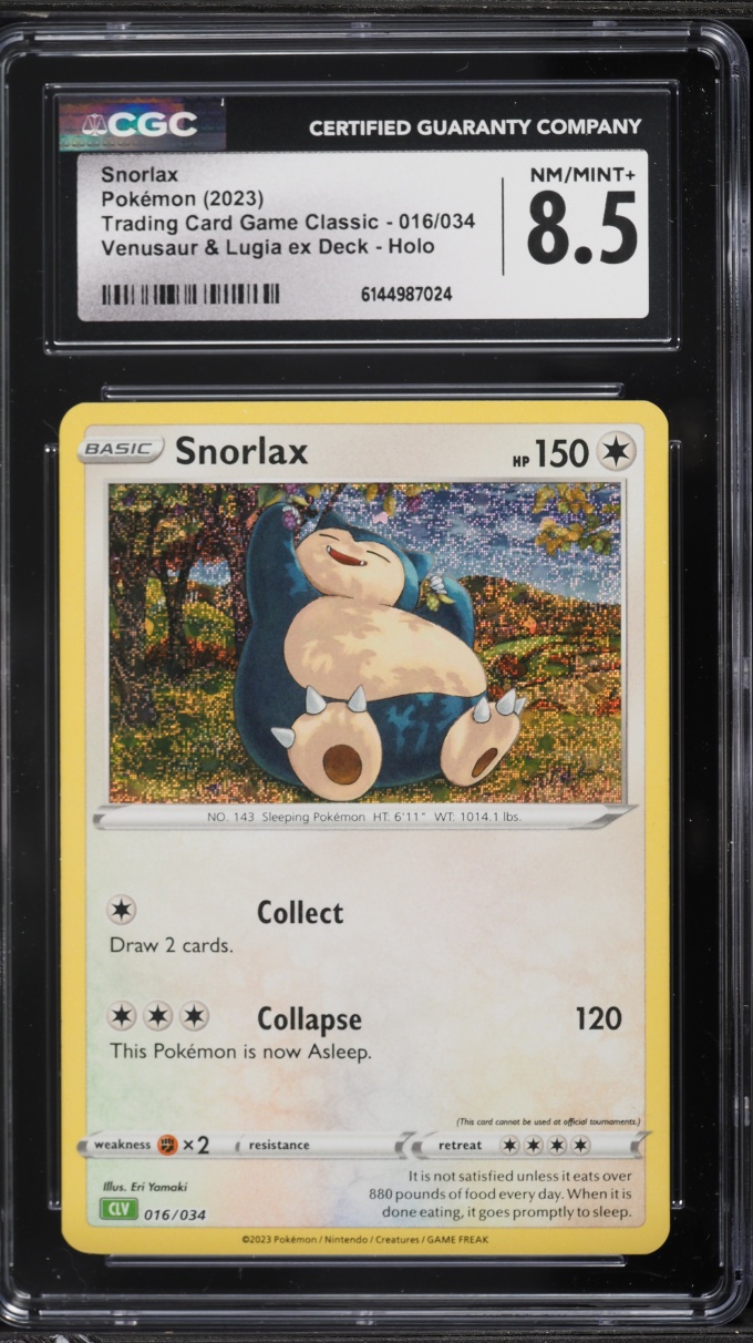 2023 Pokemon TCG Classic Collection Holo Snorlax #16 CGC 8.5 NM-MT+
