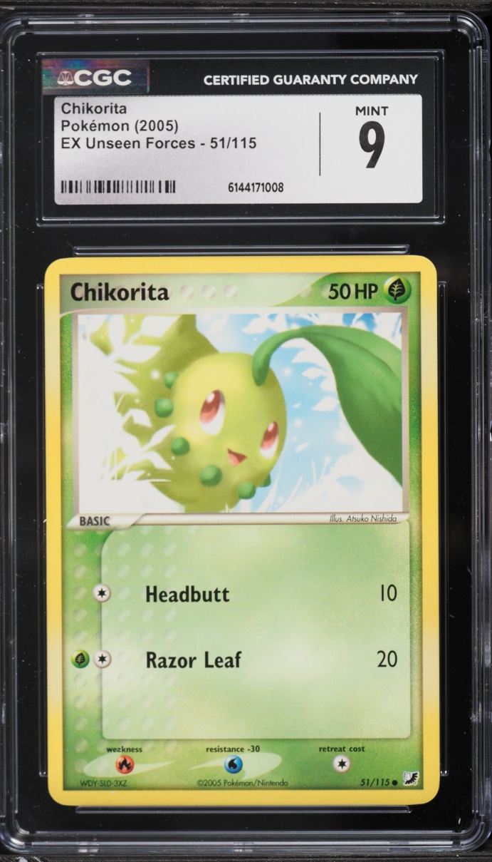 2005 Pokemon EX Unseen Forces Chikorita #51 CGC 9 MINT