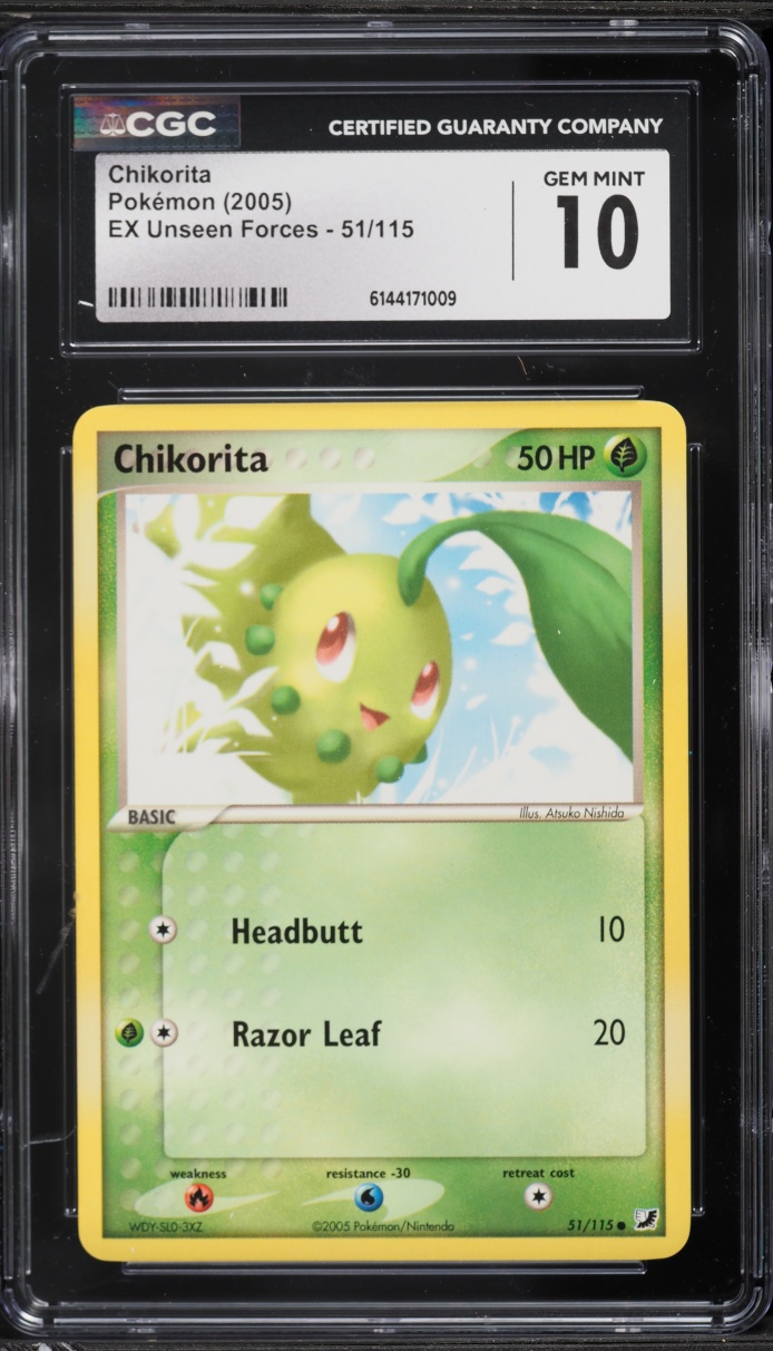 2005 Pokemon EX Unseen Forces Chikorita #51 CGC 10 GEM MINT
