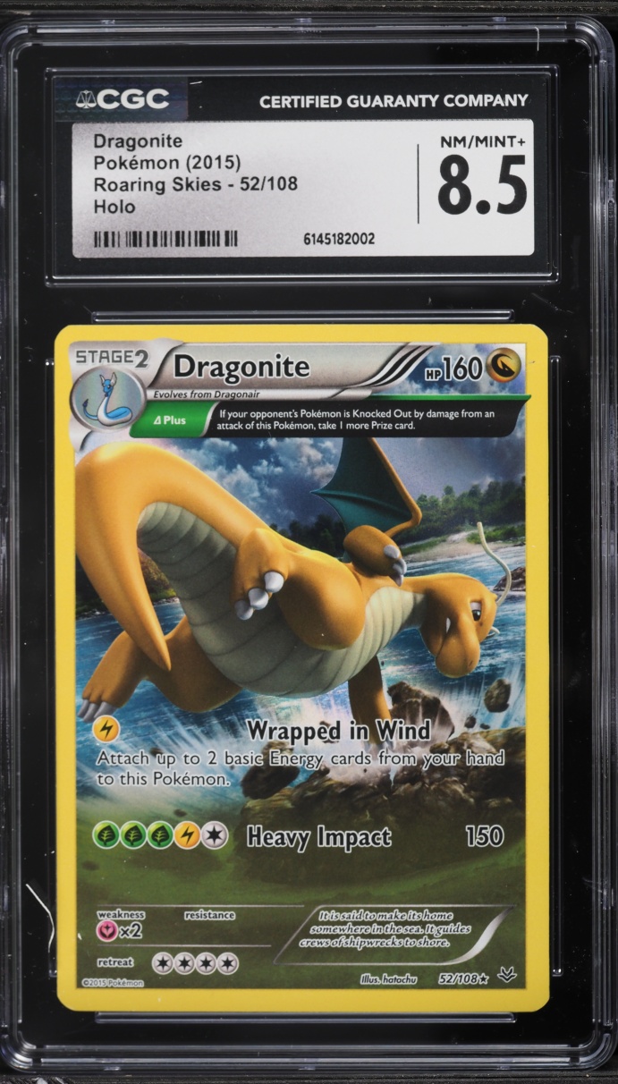 2015 Pokemon XY Roaring Skies Full Art Dragonite #52 CGC 8.5 NM-MT+