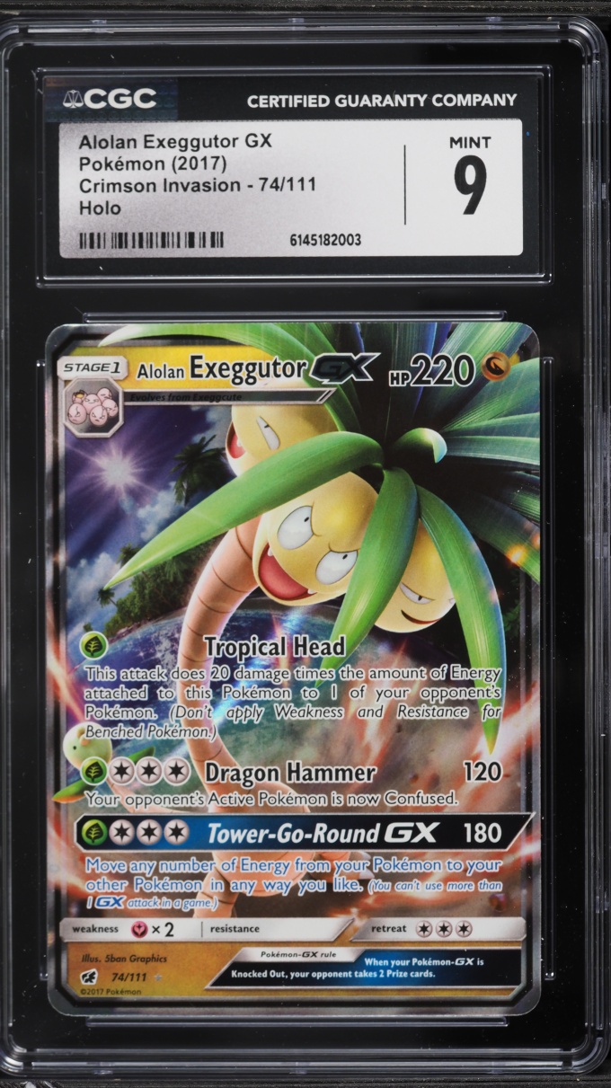2017 Pokemon Sun & Moon Crimson Invasion Alolan Exeggutor GX #74 CGC 9 MINT