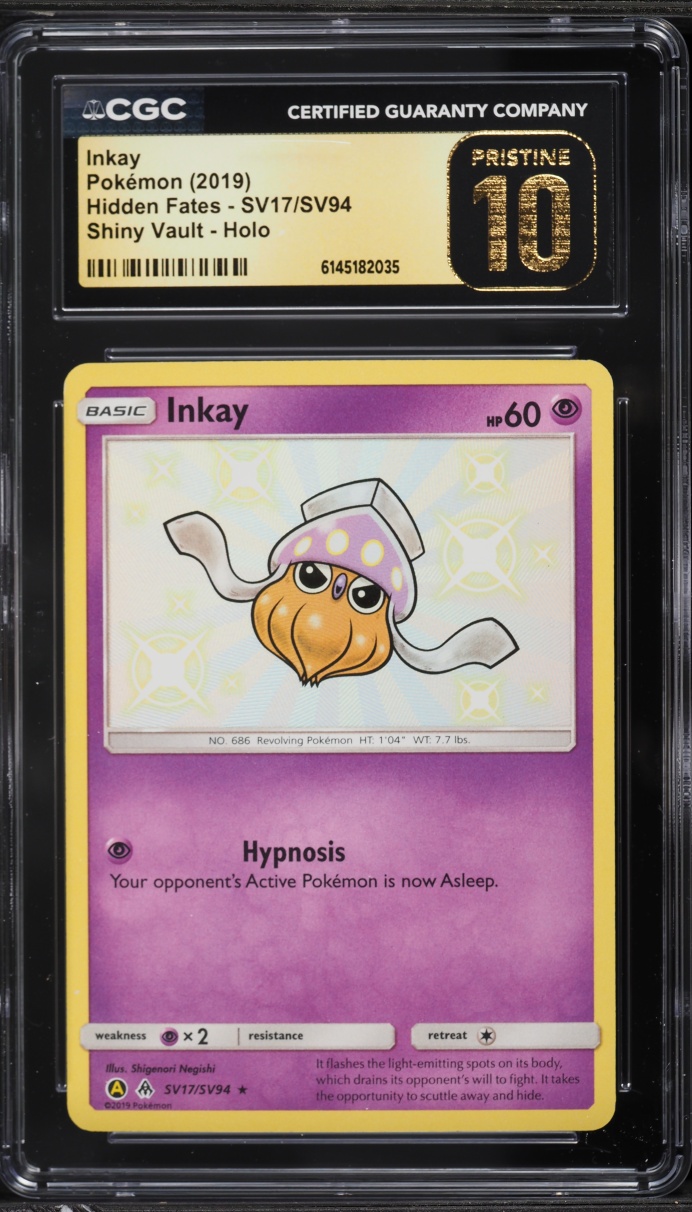 2019 Pokemon Sun & Moon Hidden Fates Shiny Inkay #SV17 CGC 10 PRISTINE