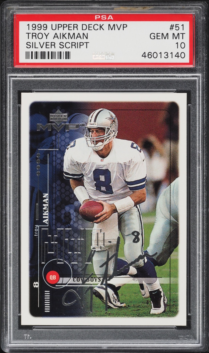 1999 Upper Deck MVP Silver Script Troy Aikman #51 PSA 10 GEM MINT