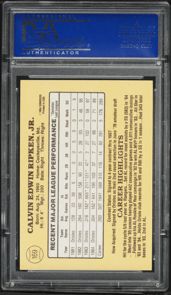 1985 Donruss Cal Ripken Jr. #169 PSA 7 NRMT