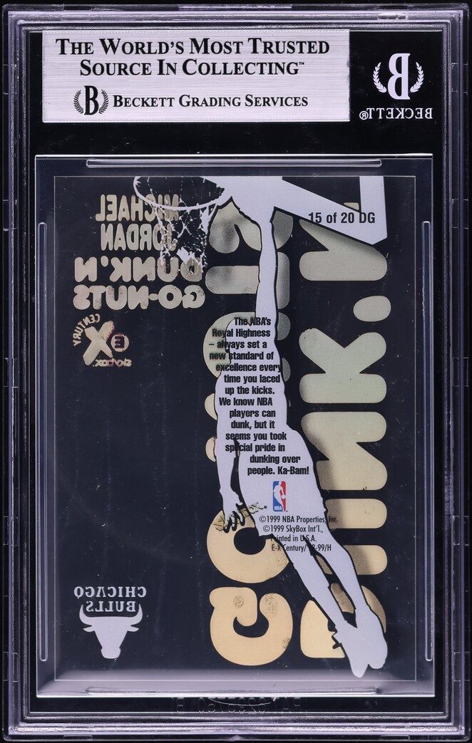 1998 Skybox E-X Century Dunk 'N Go Nuts Michael Jordan #15DG BGS 8.5 NM-MT+