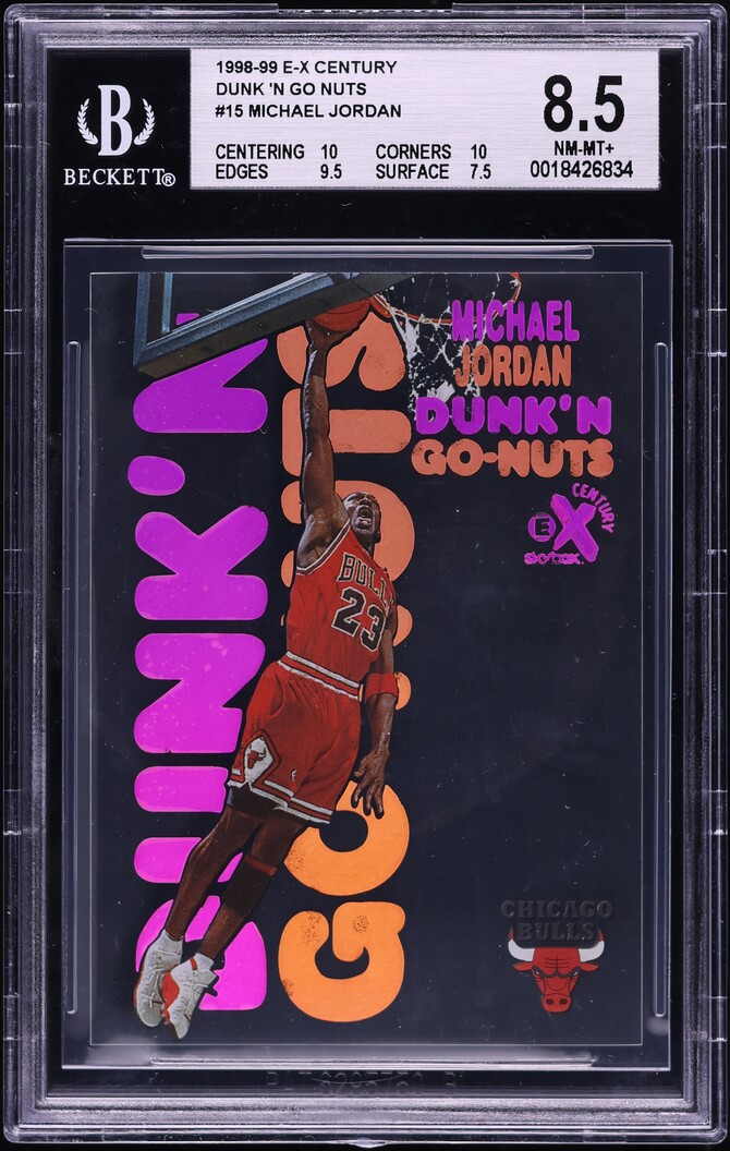 1998 Skybox E-X Century Dunk 'N Go Nuts Michael Jordan #15DG BGS 8.5 NM-MT+