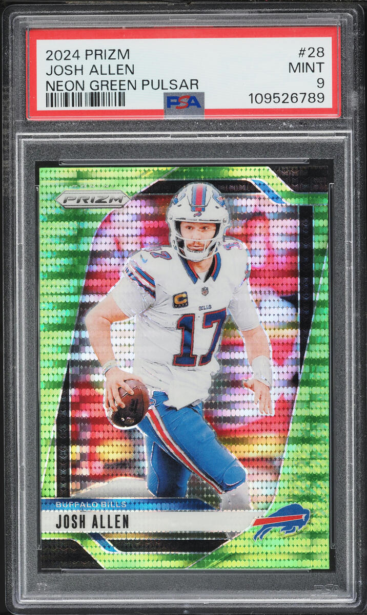 2024 Panini Prizm Neon Green Pulsar Josh Allen #28 PSA 9 MINT