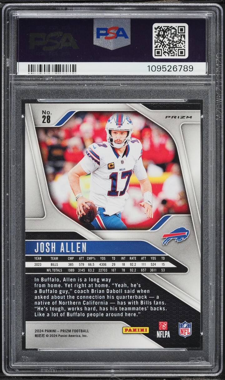 2024 Panini Prizm Neon Green Pulsar Josh Allen #28 PSA 9 MINT