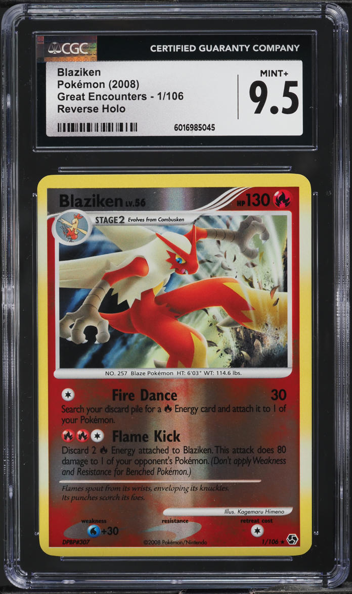 2008 Pokemon Diamond & Pearl Great Encounters Reverse Holo Blaziken #1 CGC 9.5