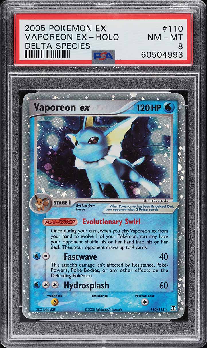 2005 Pokemon EX Delta Species Holo Vaporeon ex #110 PSA 8 NM-MT