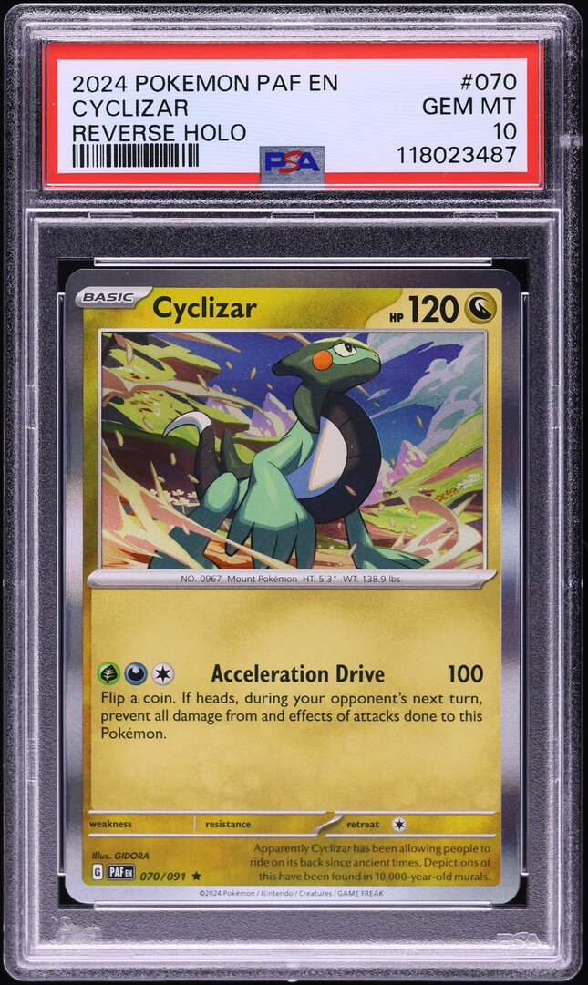 2024 Pokemon SV Paldean Fates Reverse Holo Cyclizar #070 PSA 10 GEM MINT