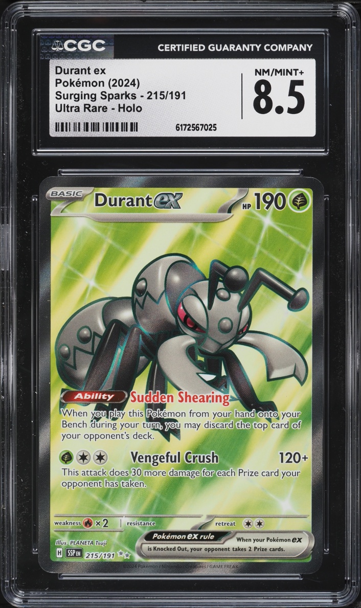 2024 Pokemon Scarlet & Violet Surging Sparks Full Art Durant Ex #215 CGC 8.5 NM-MT+