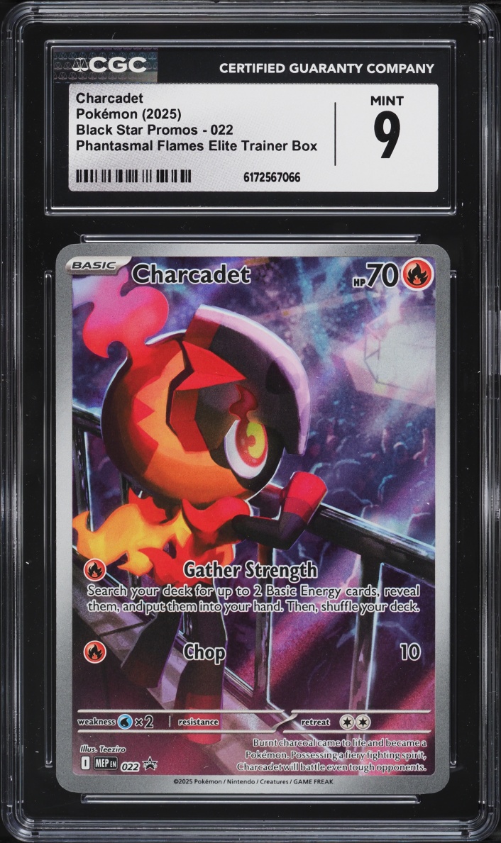 2025 Pokemon Mega Evolution Promo Phantasmal Flames ETB Full Art Charcadet #22 CGC 9 MINT