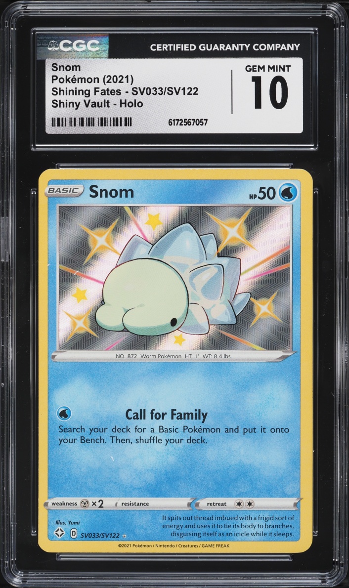2021 Pokemon Sword & Shield Shining Fates Shiny Vault Snom #SV033 CGC 10 GEM MINT