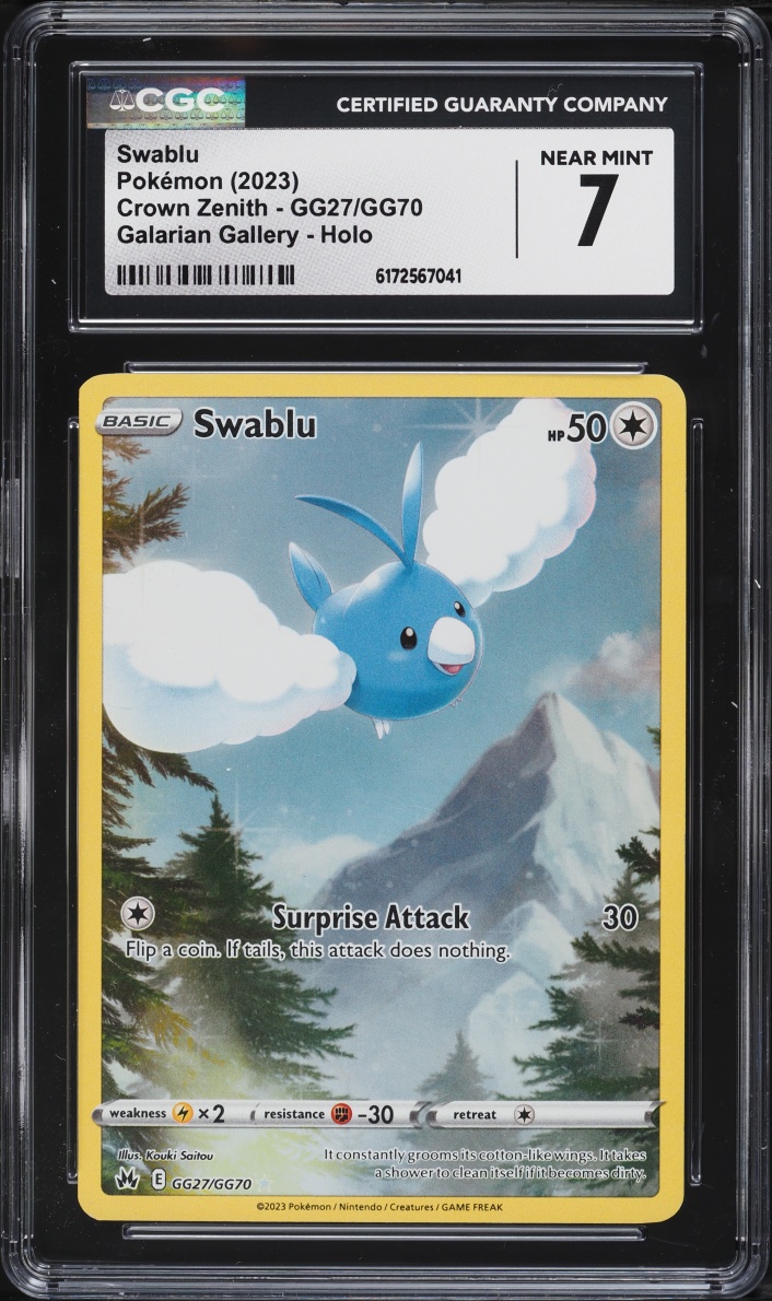 2023 Pokemon Sword & Shied Crown Zenith Full Art Swablu #GG27 CGC 7 NRMT