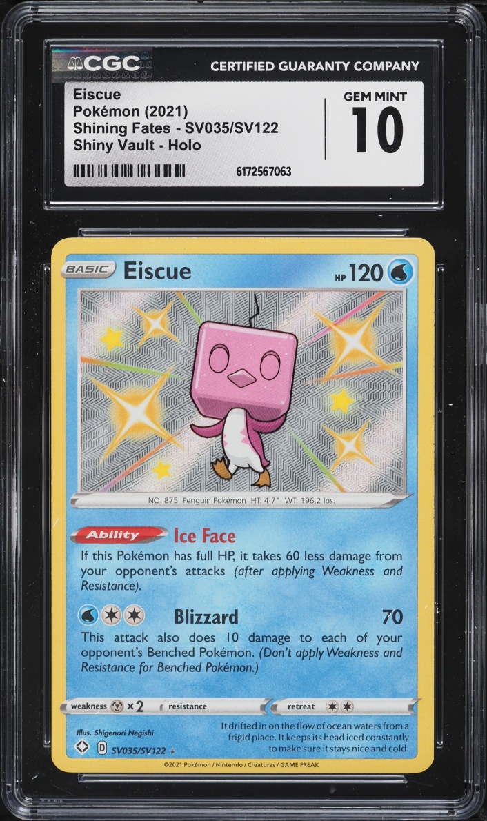 2021 Pokemon Sword & Shield Shining Fates Shiny Vault Eiscue #SV035 CGC 10 GEM MINT