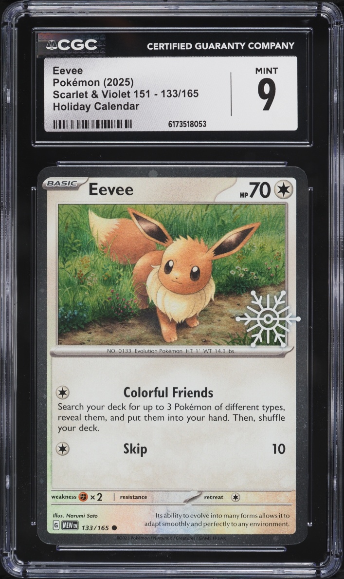 2025 Pokemon Scarlet & Violet 151 Holiday Calendar Eevee #133 CGC 9 MINT
