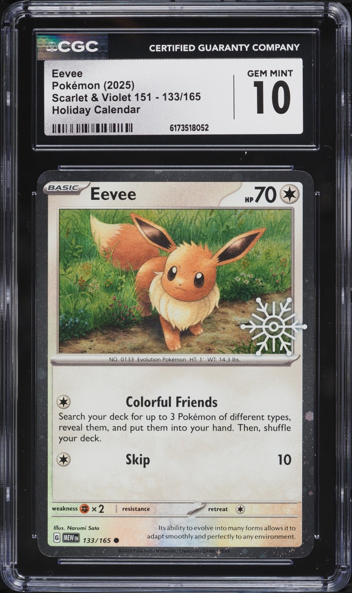 2025 Pokemon Scarlet & Violet 151 Holiday Calendar Eevee #133 CGC 10 GEM MINT