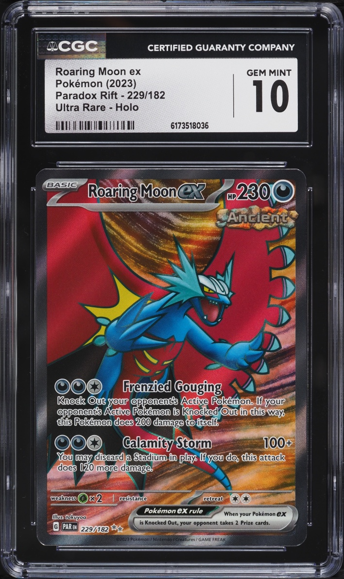 2023 Pokemon Scarlet & Violet Paradox Rift Full Art Roaring Moon EX #229 CGC 10 GEM MINT