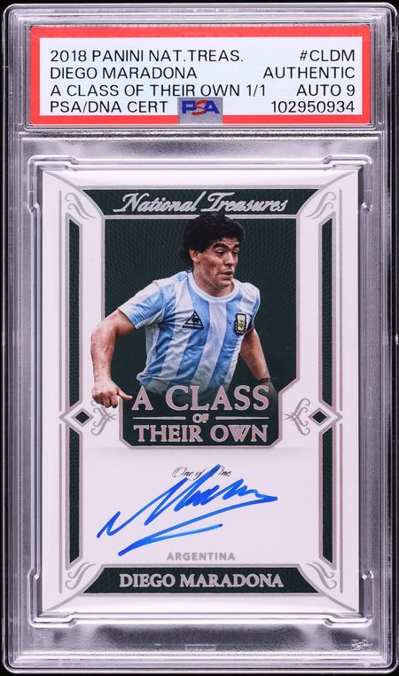 2018 National Treasures A Class Of Their Own Diego Maradona AUTO DNA 9 1/1 #CLDM PSA AUTH
